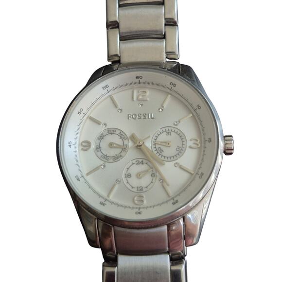 Fossil Ladies Watch BQ 1070 • 40 mm Pearl Dial • Day/Date • Original Band 5 ATM - Picture 3 of 8